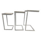 Lot de 3 tables gigognes | Structure en acier | Finition blanchie | Capacité de 113 kg | Style moderne