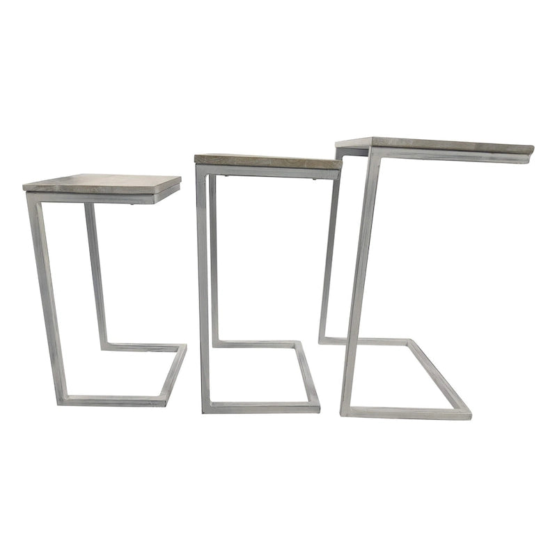 Lot de 3 tables gigognes | Structure en acier | Finition blanchie | Capacité de 113 kg | Style moderne
