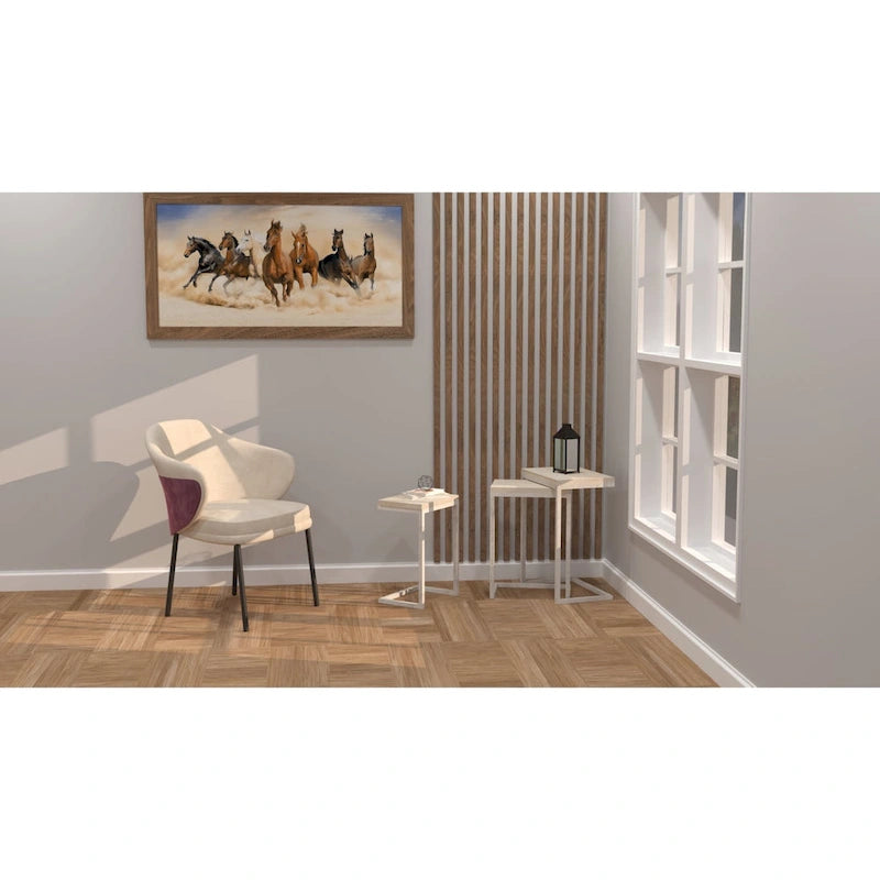 Lot de 3 tables gigognes | Structure en acier | Finition blanchie | Capacité de 113 kg | Style moderne