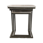 Lot de 3 tables gigognes | Structure en acier | Finition blanchie | Capacité de 113 kg | Style moderne