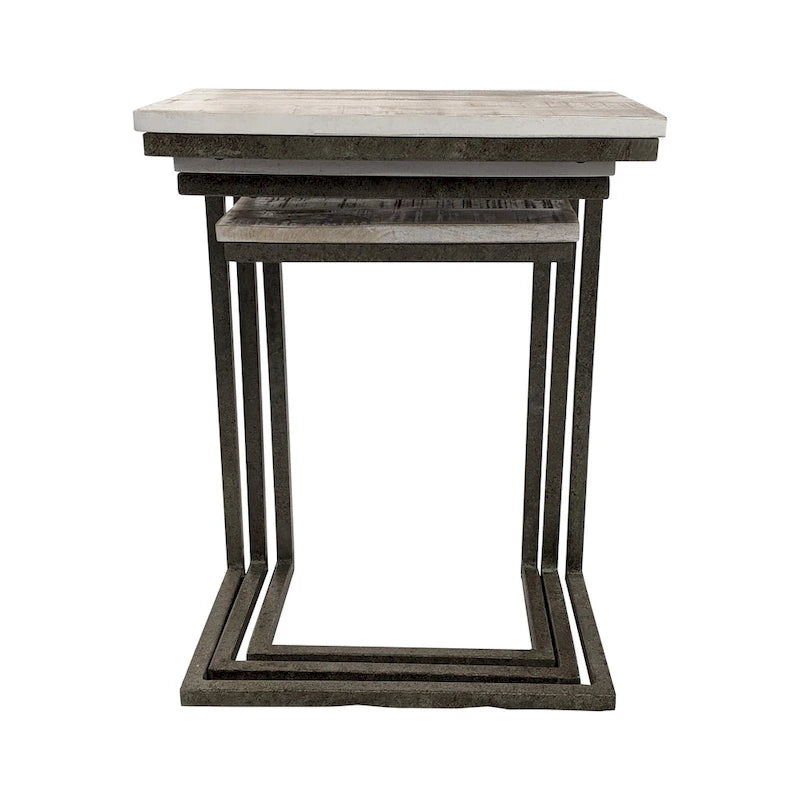 Lot de 3 tables gigognes | Structure en acier | Finition blanchie | Capacité de 113 kg | Style moderne