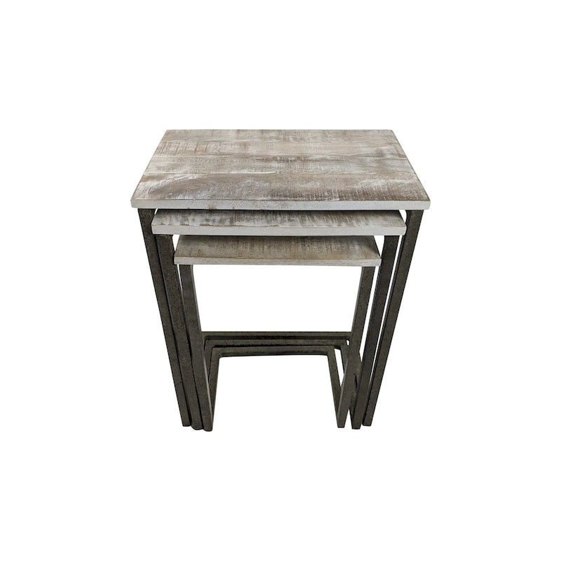 Lot de 3 tables gigognes | Structure en acier | Finition blanchie | Capacité de 113 kg | Style moderne