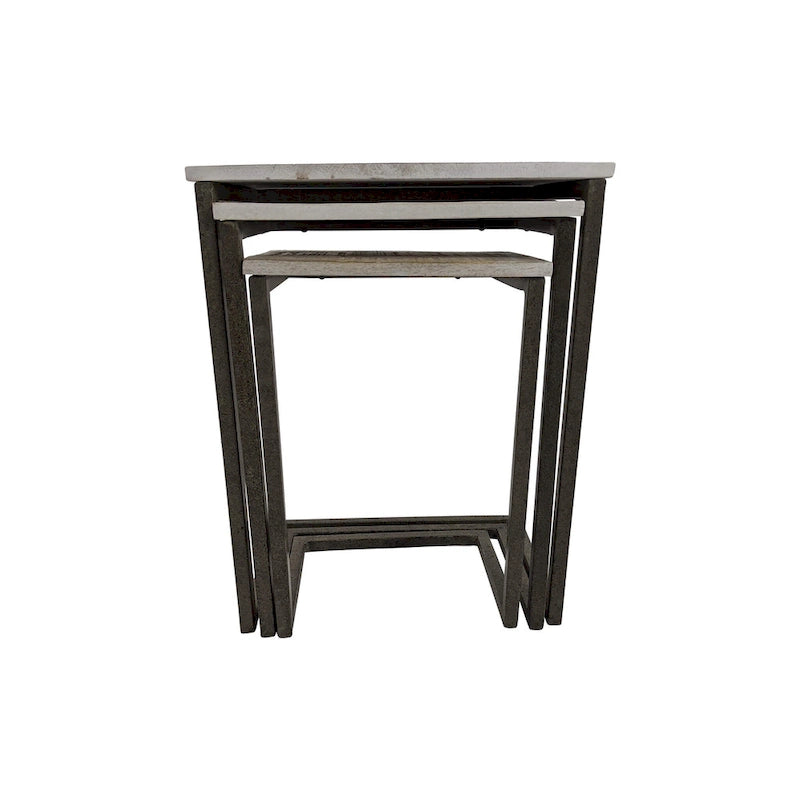 Lot de 3 tables gigognes | Structure en acier | Finition blanchie | Capacité de 113 kg | Style moderne