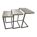 Lot de 3 tables gigognes | Structure en acier | Finition blanchie | Capacité de 113 kg | Style moderne