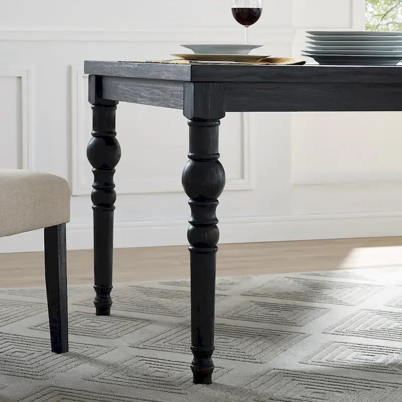Ensemble de salle à manger en bois foncé style urbain, table à pieds tournés et 4 chaises