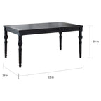 Ensemble de salle à manger en bois foncé style urbain, table à pieds tournés et 4 chaises