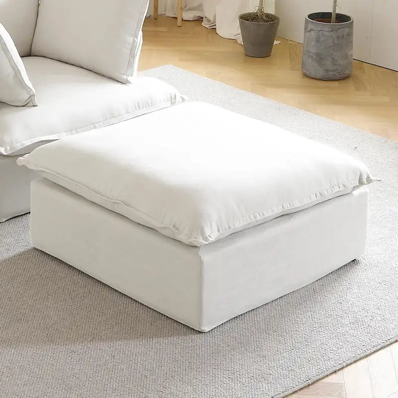 Pouf moderne rembourré en lin