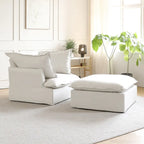 Pouf moderne rembourré en lin
