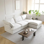 Pouf moderne rembourré en lin