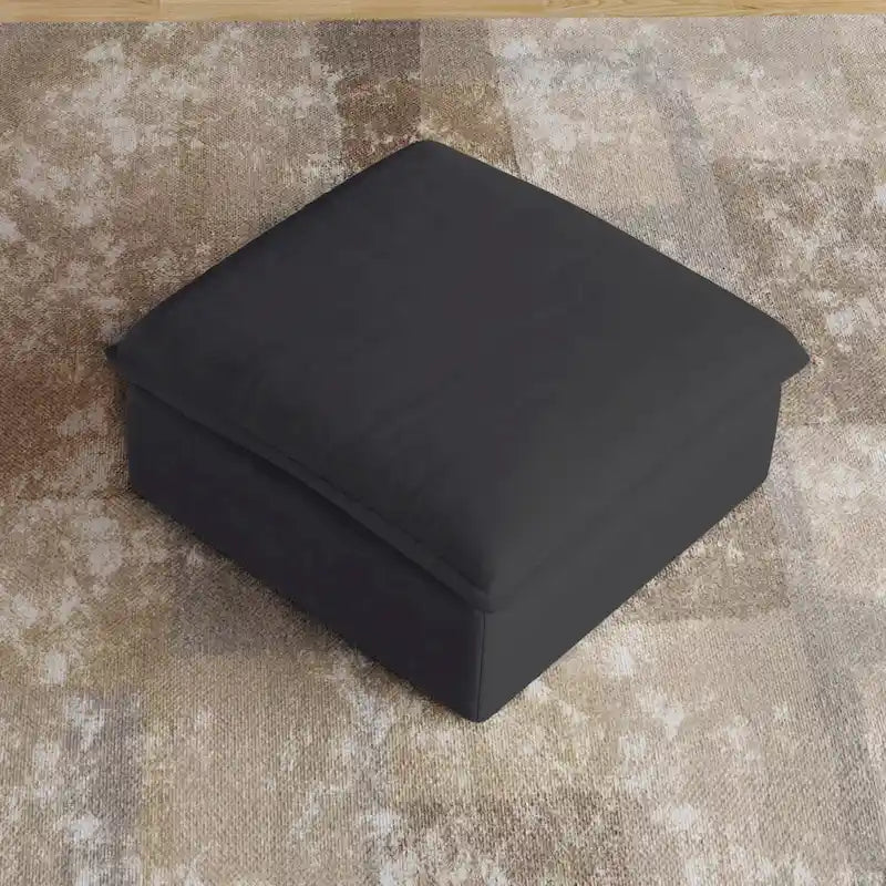 Pouf moderne rembourré en lin
