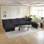 Pouf moderne rembourré en lin