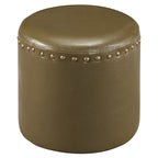 Pouf rond en similicuir | Structure en bois et rembourrage en mousse | 4 coloris | Style bohème