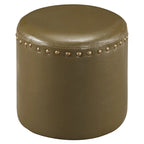 Pouf rond en similicuir | Structure en bois et rembourrage en mousse | 4 coloris | Style bohème