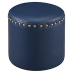 Pouf rond en similicuir | Structure en bois et rembourrage en mousse | 4 coloris | Style bohème