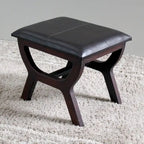 Tabouret de coiffeuse rectangulaire, revêtement en similicuir, finition marron foncé, piètement à 4 pieds