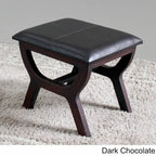 Tabouret de coiffeuse rectangulaire, revêtement en similicuir, finition marron foncé, piètement à 4 pieds