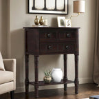 Console étroite, table d'entrée rustique, table basse étroite, trois tiroirs de rangement et étagère inférieure