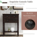Console étroite, table d'entrée rustique, table basse étroite, trois tiroirs de rangement et étagère inférieure