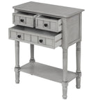 Console étroite, table d'entrée rustique, table basse étroite, trois tiroirs de rangement et étagère inférieure