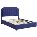Lit de rangement plateforme Art Déco rembourré avec 4 tiroirs, grand lit (Queen Size)