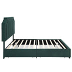 Lit de rangement plateforme Art Déco rembourré avec 4 tiroirs, grand lit (Queen Size)