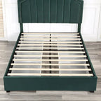 Lit de rangement plateforme Art Déco rembourré avec 4 tiroirs, grand lit (Queen Size)