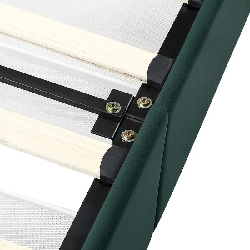 Lit de rangement plateforme Art Déco rembourré avec 4 tiroirs, grand lit (Queen Size)