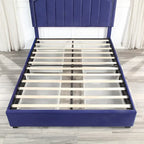 Lit de rangement plateforme Art Déco rembourré avec 4 tiroirs, grand lit (Queen Size)