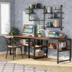 78.7 Two Person Desk, Double Desk with Bookshelf