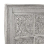 Tête de lit décorative Queen | Blanc antique et tabac | Bois d'hévéa et chêne | 64x68
