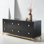 Commode 4 tiroirs pour chambre à coucher, style couture, cadre en bois massif, finition élégante