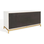 Commode 4 tiroirs pour chambre à coucher, style couture, cadre en bois massif, finition élégante