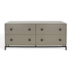 Commode 4 tiroirs pour chambre à coucher, style couture, cadre en bois massif, finition élégante