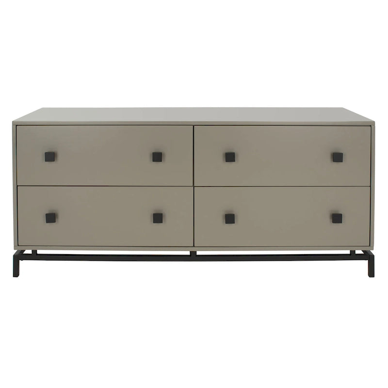 Commode 4 tiroirs pour chambre à coucher, style couture, cadre en bois massif, finition élégante
