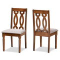 Lot de 2 chaises de salle à manger modernes, bois d'hévéa massif, finition noyer, tissu polyester