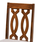 Lot de 2 chaises de salle à manger modernes, bois d'hévéa massif, finition noyer, tissu polyester