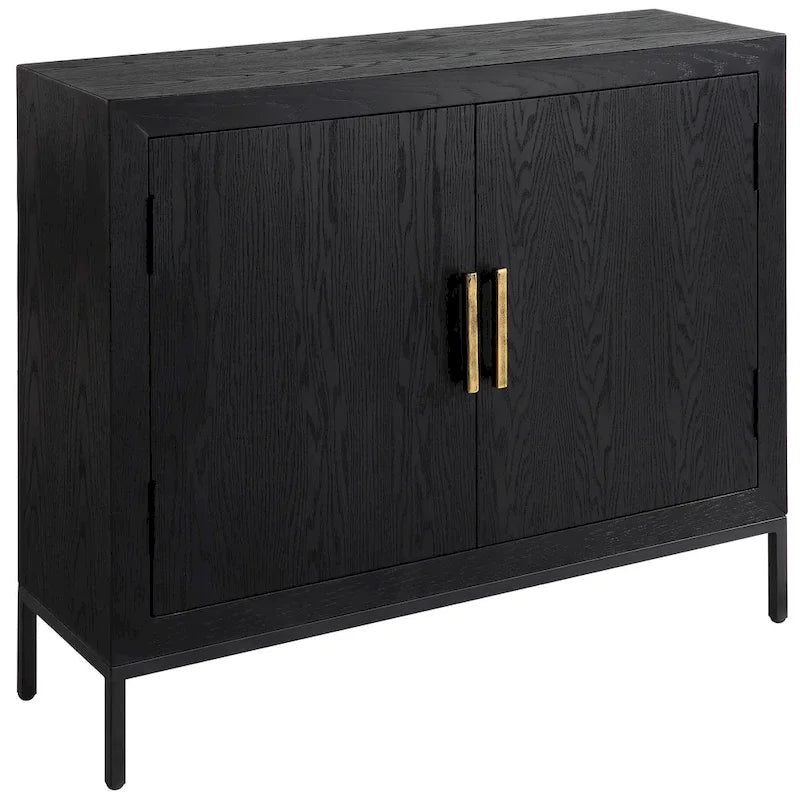 Meuble de rangement 2 portes Chêne foncé, 40.25"L x 32.5"H x 11.625"P, Style moderne