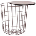 Table basse ronde en MDF, motif panier, finition cuivre, diamètre 39,6 cm