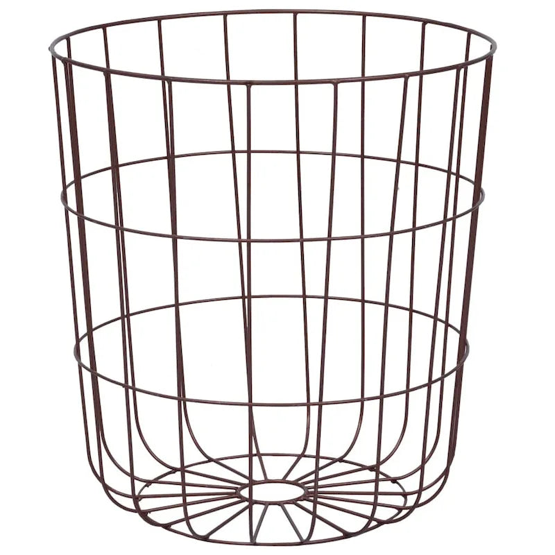 Table basse ronde en MDF, motif panier, finition cuivre, diamètre 39,6 cm