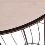 Table basse ronde en MDF, motif panier, finition cuivre, diamètre 39,6 cm