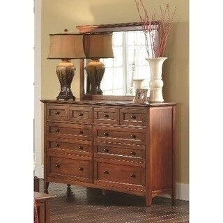 Ensemble chambre Queen 7 pièces, Acajou massif, fini Cerisier, Lit + Commode + Armoire