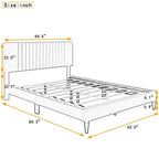 Lit plateforme tapissé Queen Size, pas besoin de sommier tapissier, tissu velours
