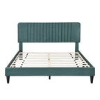 Lit plateforme tapissé Queen Size, pas besoin de sommier tapissier, tissu velours