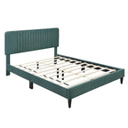 Lit plateforme tapissé Queen Size, pas besoin de sommier tapissier, tissu velours