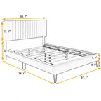 Lit plateforme tapissé Queen Size, pas besoin de sommier tapissier, tissu velours