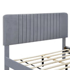 Lit plateforme tapissé Queen Size, pas besoin de sommier tapissier, tissu velours