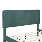 Lit plateforme tapissé Queen Size, pas besoin de sommier tapissier, tissu velours