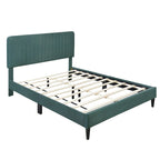 Lit plateforme tapissé Queen Size, pas besoin de sommier tapissier, tissu velours