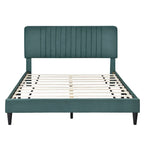 Lit plateforme tapissé Queen Size, pas besoin de sommier tapissier, tissu velours