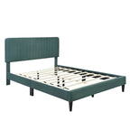 Lit plateforme tapissé Queen Size, pas besoin de sommier tapissier, tissu velours